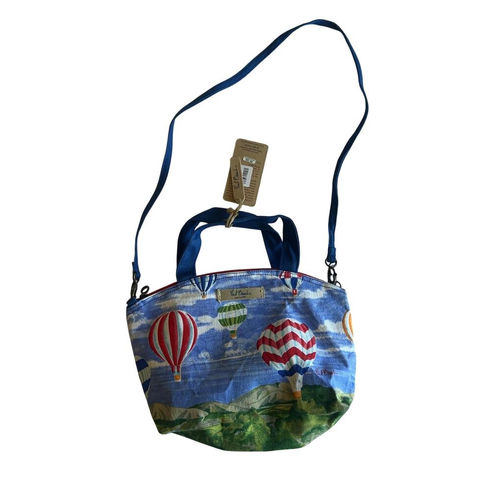 Paul Brent Crossbody Bag Womens Small Blue Canvas Lined Zip Hot Air Balloon